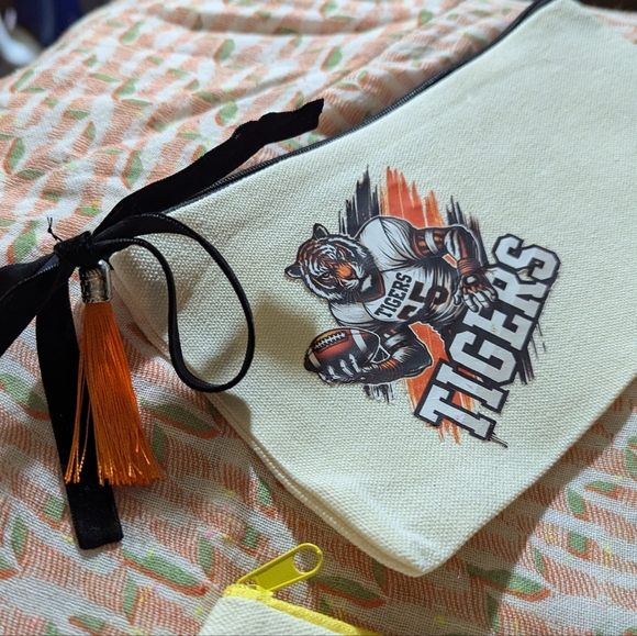 NWT 🔥 handmade cotton canvas 2 pc. tote & pouch BUNDLE: YOU PICK YOUR 🐯TIGER🐯 - Picture 2 of 8
